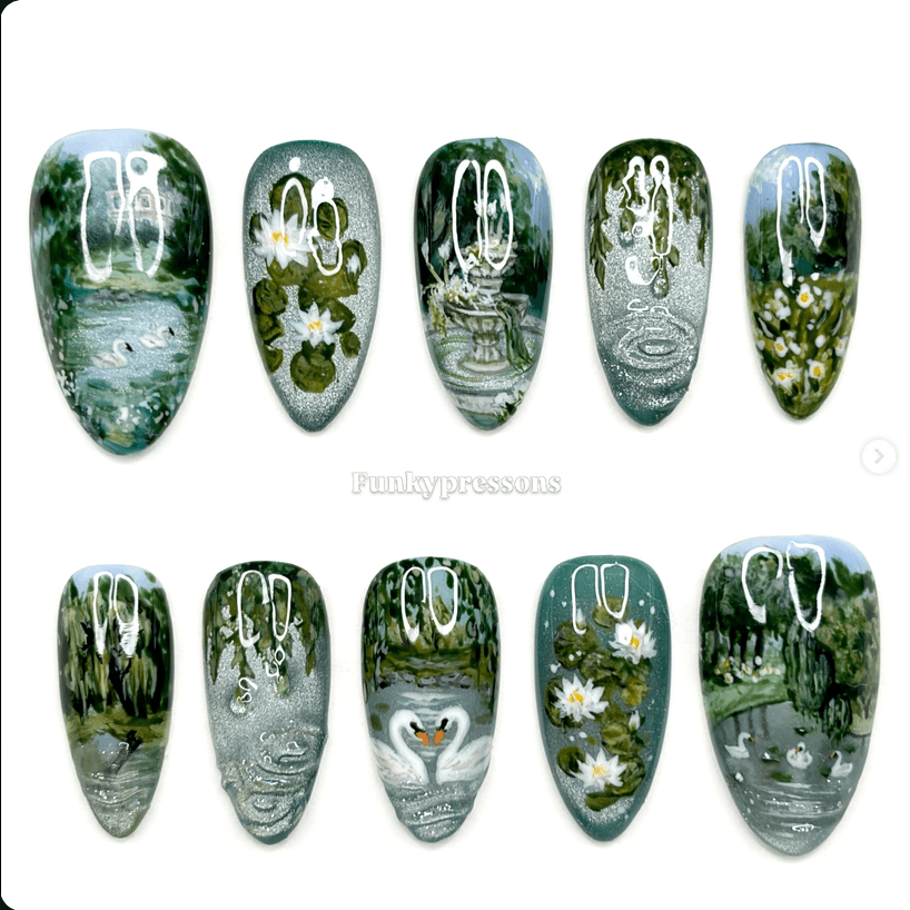 Hand-painted swan garden set